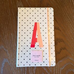 Kate Spade White and Black Polka Dot Notebook with Pink A